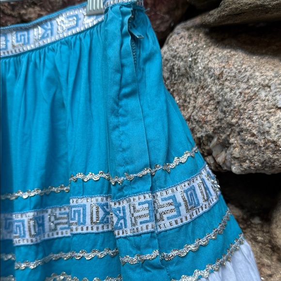 Vintage Vibrant Blue Full-Circle Retro Glam Square Dance Gypsy Midi Skirt - Picture 8 of 16